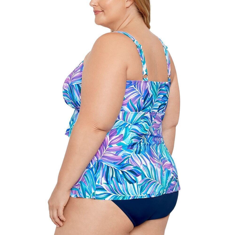 Swim Solutions Tummy-Control Faux-Tankini One-Piece Swimsuit Modest NWT Size 24W - Picture 3 of 13